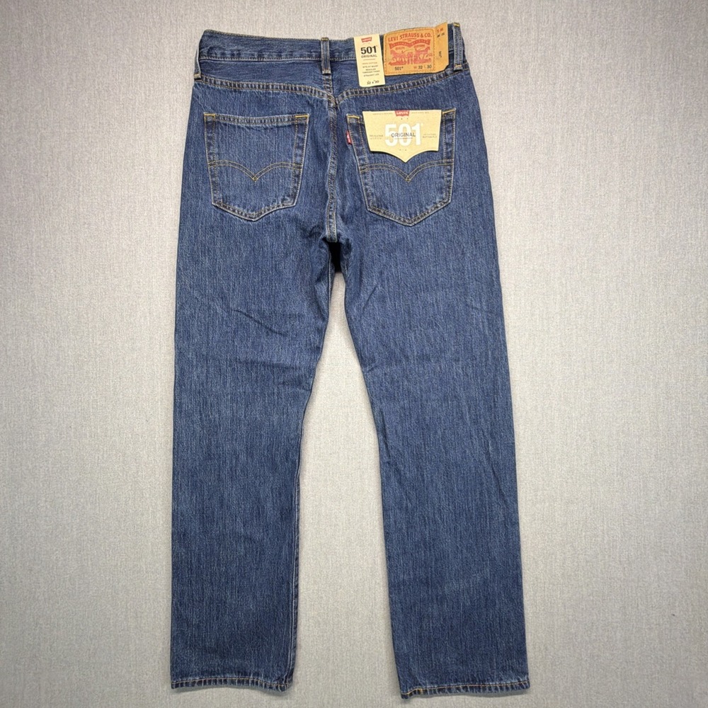 Levis 501‎ Original Fit Straight Stretch Button Fly Jeans Mens 32x30 Dark NWT